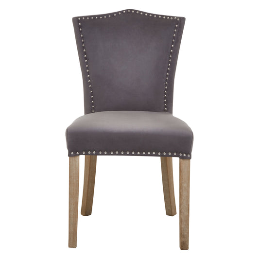 Kensington Townhouse Grey Velvet Dining Chair with Antique Legs