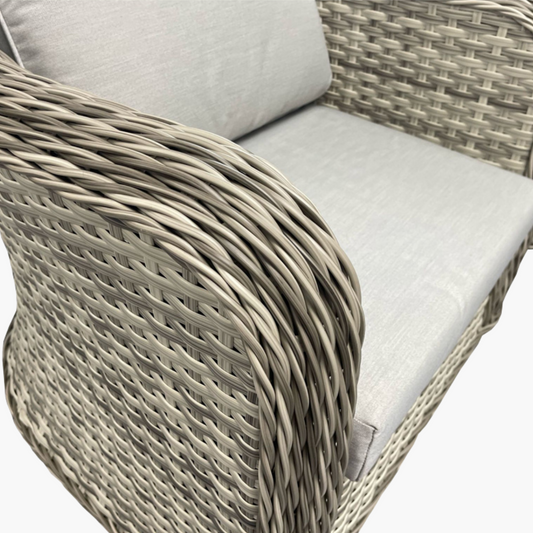 4-Piece Outdoor Wicker Patio Furniture Set – Rattan Sofa, Armchairs & Coffee Table with Cushions