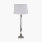 Canterbury Antique Silver Metal Table Lamp Base with Winston 35cm White Handloom Tapered Lampshade