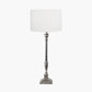 Canterbury Antique Silver Metal Table Lamp Base with Henry 35cm White Handloom Cylinder Lampshade