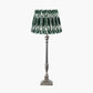 Canterbury Antique Silver Metal Table Lamp Base with Izara 35cm Racing Green Ikat Patterned Mushroom Pleat Tapered Lampshade