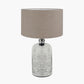 Ophelia Small Mercurial Glass Table Lamp Base with Edward 30cm Natural Linen Cylinder Lampshade