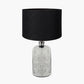 Ophelia Small Mercurial Glass Table Lamp Base with Lino 30cm Black Self Lined Linen Cylinder Lampshade