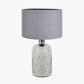 Ophelia Small Mercurial Glass Table Lamp Base with Lino 30cm Steel Grey Self Lined Linen Cylinder Lampshade