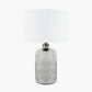 Ophelia Small Mercurial Glass Table Lamp Base with Lino 30cm White Self Lined Linen Cylinder Lampshade