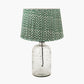 Ophelia Small Grey Bubble Glass Table Lamp Base with Vienna 35cm Forest Green Chevron Mushroom Pleat Lampshade