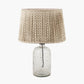 Ophelia Small Grey Bubble Glass Table Lamp Base with Vienna 35cm Taupe Chevron Mushroom Pleat Lampshade