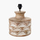 Kingsbury White Wash Large Carved Wood Table Lamp Base with Lino 40cm Grey Self Lined Linen Cylinder Lampshade