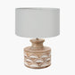 Kingsbury White Wash Carved Wood Table Lamp Base with Harry 30cm Ivory Cotton Mix Cylinder Lampshade