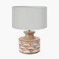 Kingsbury White Wash Carved Wood Table Lamp Base with Harry 30cm Ivory Cotton Mix Cylinder Lampshade