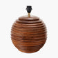 Pembury Brown Wash Large Turned Wood Table Lamp Base with Lars 40cm Black Ikat Patterned Cylinder Lampshade