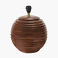 Pembury Brown Wash Large Turned Wood Table Lamp Base with Lars 40cm Cinnamon Ikat Patterned Cylinder Lampshade