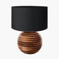 Pembury Brown Wash Turned Wood Table Lamp Base with Harry 30cm Black Cotton Mix Cylinder Lampshade