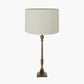 Canterbury Antique Brass Metal Table Lamp Base with Lino 40cm Cream Self Lined Linen Cylinder Lampshade