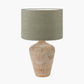 Taika White Wash Textured Wood Table Lamp Base with Edward 40cm Pistachio Green Linen Cylinder Lampshade