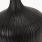 Taika Antique Black Textured Wood Table Lamp Base with Lino 40cm Black Self Lined Linen Cylinder Lampshade