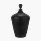 Taika Antique Black Textured Wood Table Lamp Base with Lino 40cm White Self Lined Linen Cylinder Lampshade
