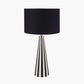 Alejo Black and White Stripe Conical Resin Table Lamp Base with Harry 35cm Black Cotton Mix Cylinder Lampshade
