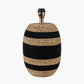 Kalutara Black and Natural Sea Grass Tall Table Lamp Base with Edward 40cm Natural Linen Cylinder Lampshade
