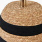 Kalutara Black and Natural Sea Grass Tall Table Lamp Base with Edward 40cm Natural Linen Cylinder Lampshade