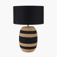 Kalutara Black and Natural Sea Grass Tall Table Lamp Base with Lino 40cm Black Self Lined Linen Cylinder Lampshade