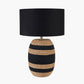 Kalutara Black and Natural Sea Grass Tall Table Lamp Base with Lino 40cm Black Self Lined Linen Cylinder Lampshade