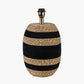 Kalutara Black and Natural Sea Grass Tall Table Lamp Base with Lino 40cm Black Self Lined Linen Cylinder Lampshade