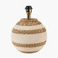 Talalla Cream and Natural Sea Grass Round Table Lamp Base with Lino 40cm Cream Self Lined Linen Cylinder Lampshade