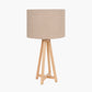 Whitby Natural Wood Tapered 4 Post Table Lamp Base with Edward 35cm Natural Linen Cylinder Lampshade