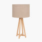 Whitby Natural Wood Tapered 4 Post Table Lamp Base with Edward 35cm Natural Linen Cylinder Lampshade