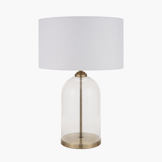 Cloche Clear Glass and Antique Brass Table Lamp