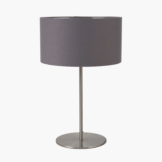 Elin Brushed Silver and Steel Grey Table Lamp