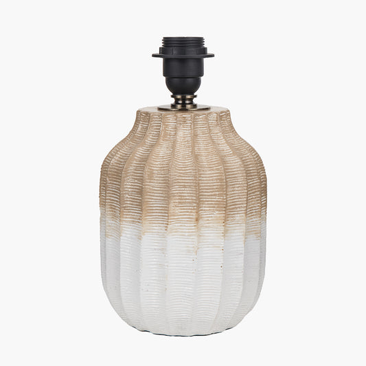 Amalia Natural Ombre Textured Stoneware Table Lamp Base with Harry 30cm Ivory Cotton Mix Cylinder Lampshade