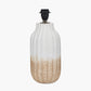 Amalia Natural Ombre Textured Stoneware Tall Table Lamp Base with Harry 35cm Ivory Cotton Mix Cylinder Lampshade
