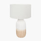 Amalia Natural Ombre Textured Stoneware Tall Table Lamp Base with Henry 35cm White Handloom Cylinder Lampshade