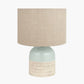 Lotta Duck Egg and Natural Stoneware Table Lamp Base with Edward 35cm Natural Linen Cylinder Lampshade