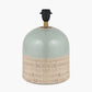 Lotta Duck Egg and Natural Stoneware Table Lamp Base with Edward 35cm Natural Linen Cylinder Lampshade