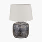 Vulcan Textured Volcanic Effect Grey Small Stoneware Table Lamp Base with Winston 30cm White Handloom Tapered Lampshade