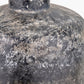 Vulcan Textured Volcanic Effect Grey Small Stoneware Table Lamp Base with Lino 25cm Black Self Lined Linen Cylinder Lampshade