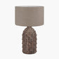 Kali Textured Dot Grey Stoneware Table Lamp Base with Edward 30cm Natural Linen Cylinder Lampshade