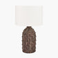 Kali Textured Dot Grey Stoneware Table Lamp Base with Lino 30cm White Self Lined Linen Cylinder Lampshade
