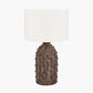 Kali Textured Dot Grey Stoneware Table Lamp Base with Lino 30cm White Self Lined Linen Cylinder Lampshade