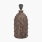 Kali Textured Dot Grey Stoneware Table Lamp Base with Lino 30cm White Self Lined Linen Cylinder Lampshade