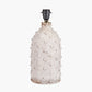 Kali Textured Dot Light Grey Stoneware Table Lamp Base with Edward 30cm Natural Linen Cylinder Lampshade