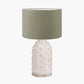 Kali Textured Dot Light Grey Stoneware Table Lamp Base with Edward 30cm Pistachio Green Linen Cylinder Lampshade