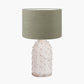 Kali Textured Dot Light Grey Stoneware Table Lamp Base with Edward 30cm Pistachio Green Linen Cylinder Lampshade