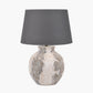 Lulia Antique Finish Stoneware Table Lamp Base with Lys 35cm Steel Grey Self Lined Linen Tapered Lampshade
