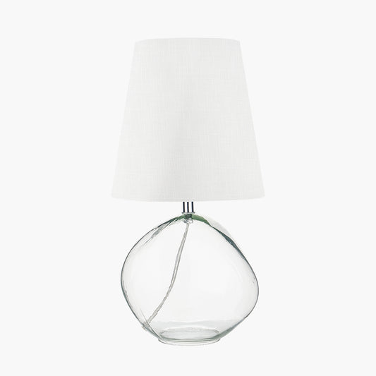 Hallie Clear Glass and White Shade Table Lamp