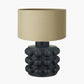 Serenity Black Bobbled Ceramic Large Table Lamp Base with Harry 40cm Taupe Cotton Mix Cylinder Lampshade