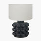 Serenity Black Bobbled Ceramic Large Table Lamp Base with Henry 45cm White Handloom Cylinder Lampshade